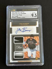 Jake Burger 2022 Panini Three and Two Dual Patch Auto #ed 3/3 CSG 9.5 / 10 Auto