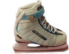 Powertek Ice Skate White/Blue Sky Recreational Figure Hockey Junior Shoe Size 1