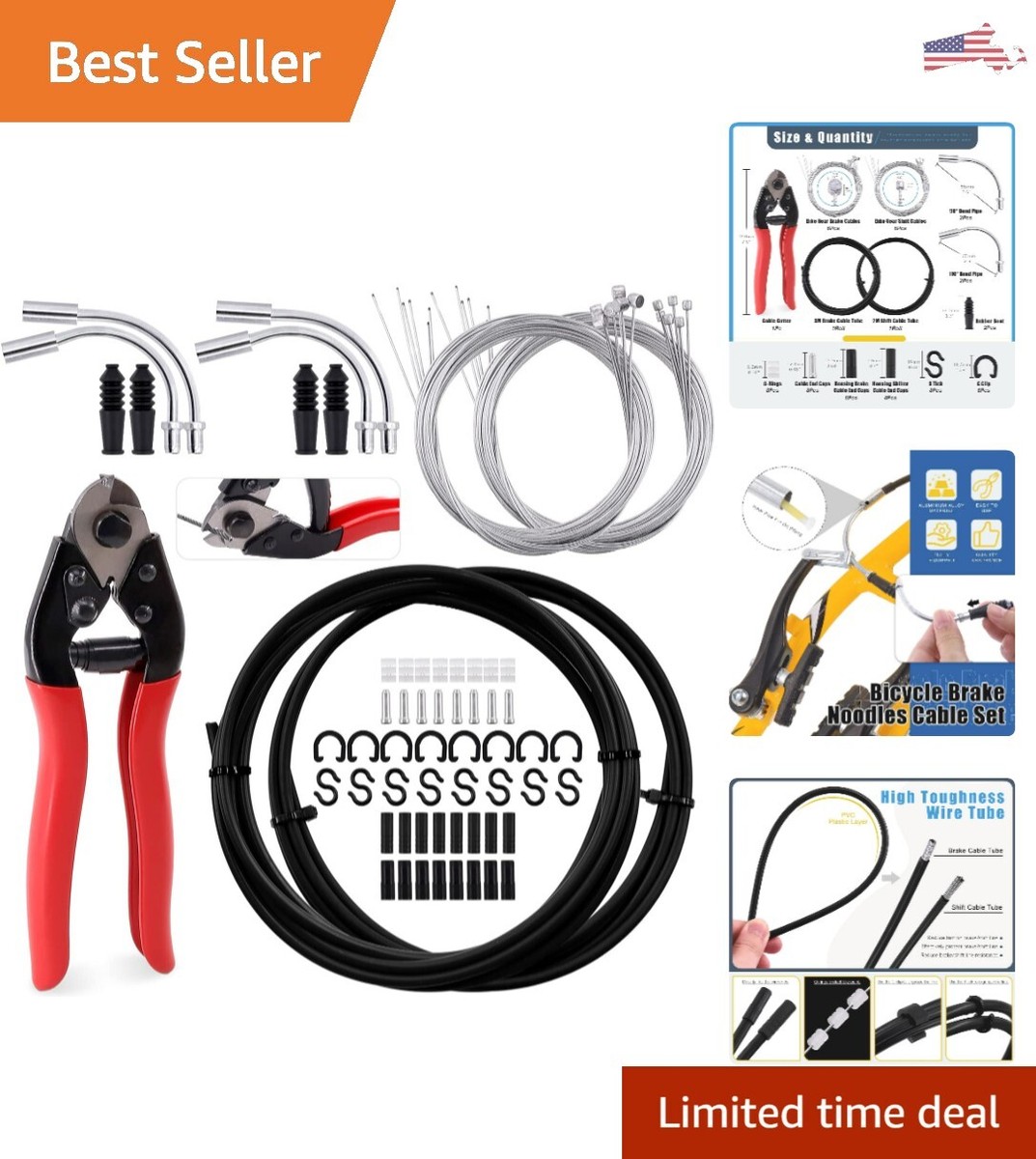 73Pcs Bike Brake Cable Housing Kit - Road Mountain Bicycle Repair 73Pcs Bike Brake Cable Housing Kit - Road Mountain Bicycle Repair