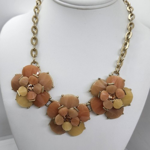 Peach And Yellow Tone Acrylic Flower Necklace
