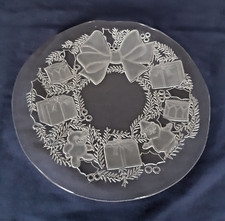 Piatto da portata Grande con Motivi Natalizi in Vetro Stampato Nuovo 32 cm