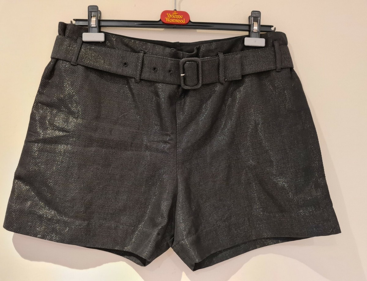 Ladies Vivienne Westwood Shorts black metallic shimmer belt