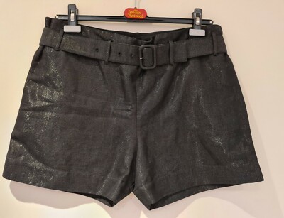 Vivienne Westwood Anglomania Black Metallic Shorts Gürteltaschen Größe EU 44 NEU