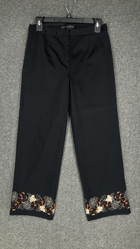 Geoffrey Beene, Vintage Geoffrey Beene Sport Cropped Pants Floral Embroidered Woman's 4 Stretch