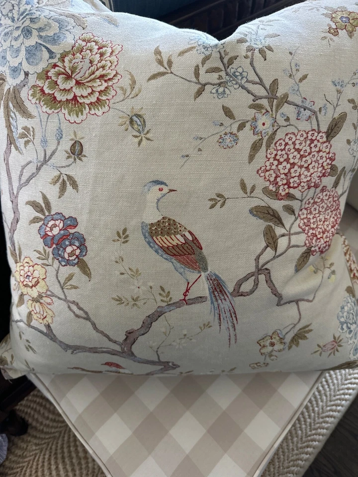 GP&J Baker 英国东方鸟 R1398 橄榄石颜色 1 全码亚麻织物 全新 — 第 4/4 张图片