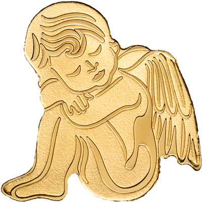 1//2 Gram 13.92mm 24k Coin in Capsule PALAU $1 Dollar COA GUARDIAN ANGEL