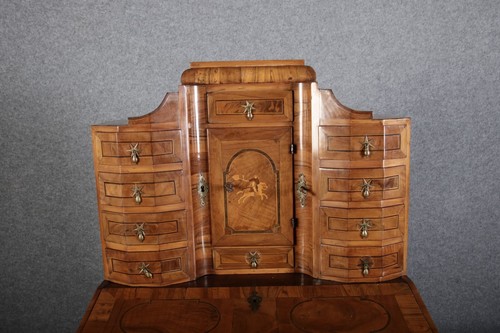 Antiker Barock Tabernakel Sekretär 18 Jh. Nussbaum Einlegearbeiten nur 90 cm Bre - Bild 6 von 22
