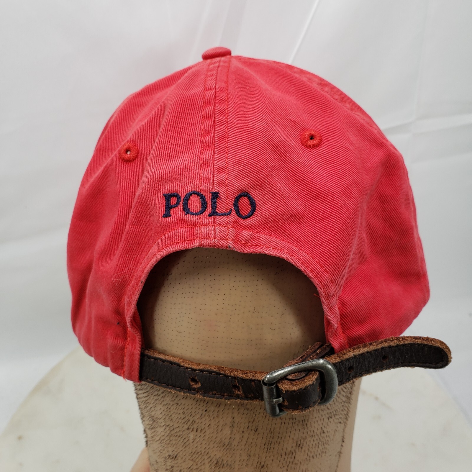 Ralph Lauren Polo Cappello Berretto Cinturino Schiena Rosso Blu Pony Logo Regolabile Uomo