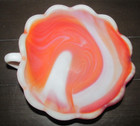 1.75" x 5.5" x 6" Orange White Swirl Hobnail MCM Ceramic Candy Nut Trinket Dish — photo 5