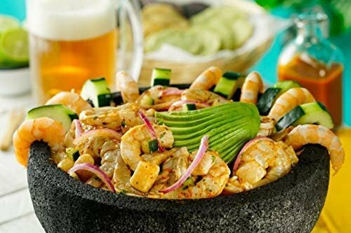 Molcajete 8" Mörser & Stößel Salsera Salsa Guacamole Tejolote Lavastone Azteken Ma - Bild 5 von 6