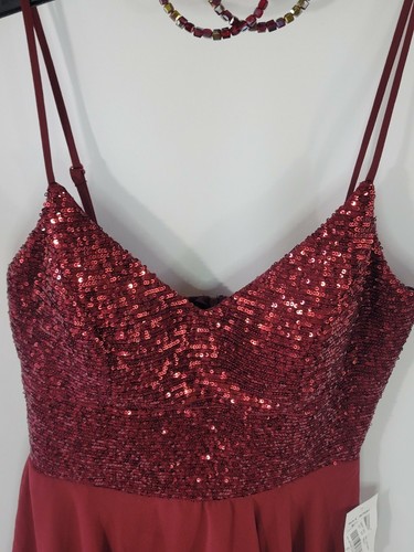 NWT - B. Darlin Cranberry Tulle Cocktail Formal Dress Sequin Top Junior Sz 9/10 - Picture 10 of 12