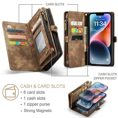 Luxury Leather Flip 2 in 1 Wallet Case Cover for iPhone 7 Shockproof Card Slots - Picture 4 of 14