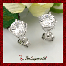 Orecchini Punto Luce Brillanti 6 mm in Argento 925 Rodiato Oro Bianco Donna