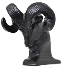 Hood Ornament Rams Head Matte Black Power Coated for Flat Hood Pull 3.5"GG#48050