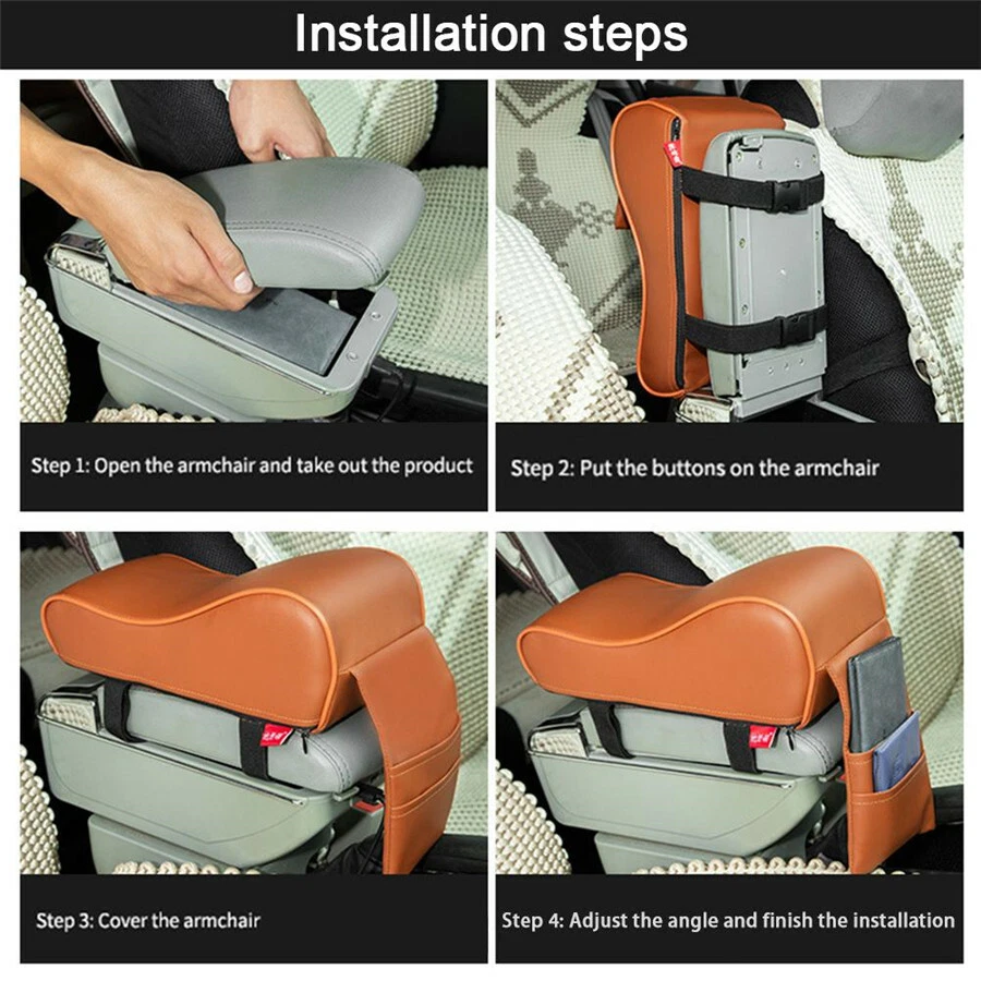 Car Heightened Pad Center Arm Soft Comfortable Leather Memory Cotton USA Stock Foto 4 de 4