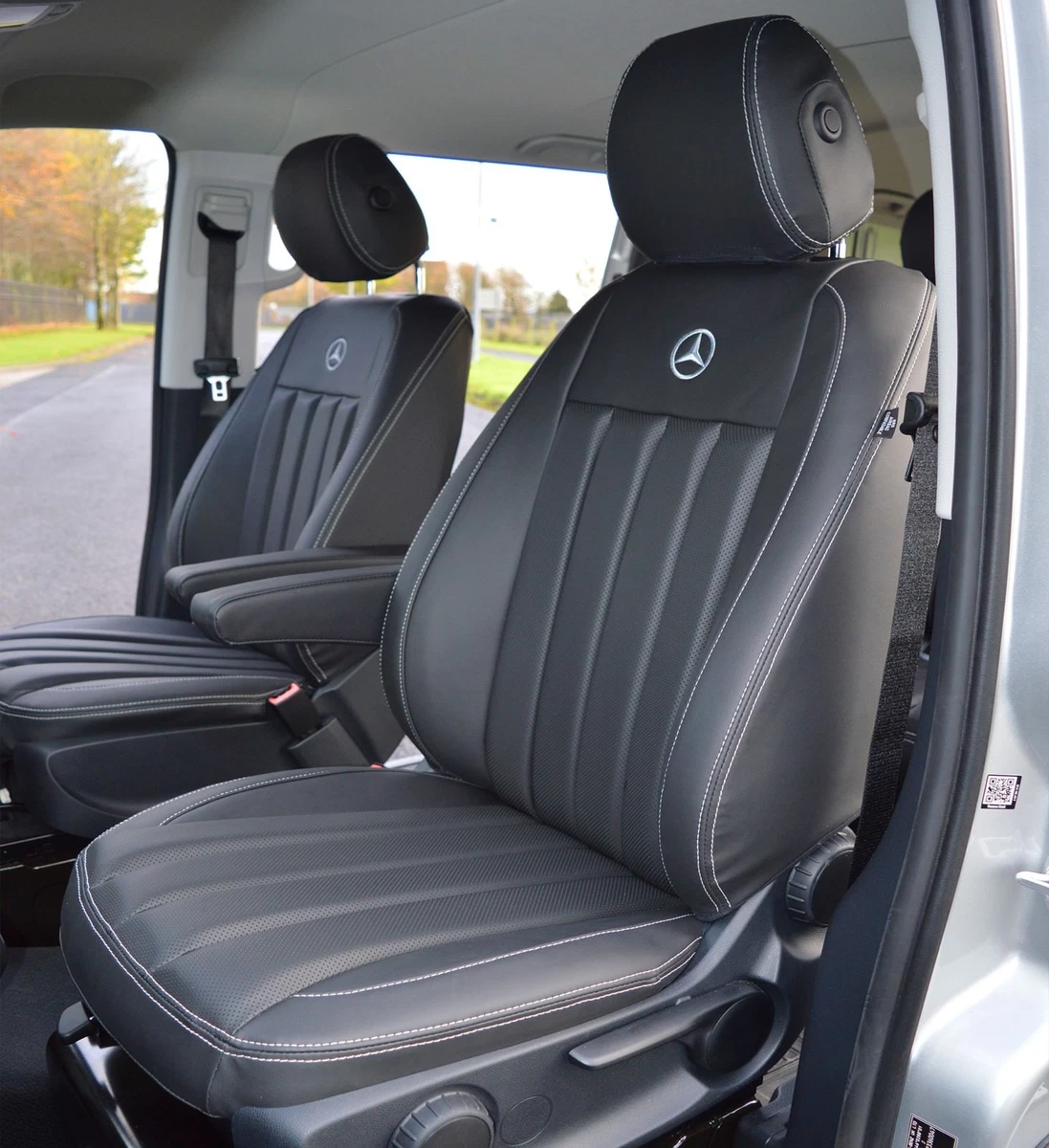 Mercedes Vito W447 2 Front Seats - Tailored Black Van Memory Foam Seat  Covers