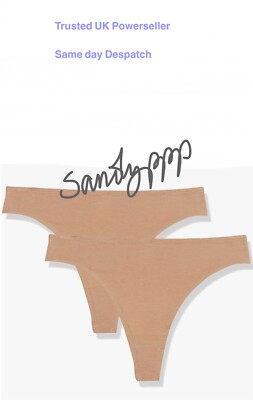 Amazon Aware Damen superweicher mittelhoher Baumwoll-Tanga SMALL camel, 2er-Pack
