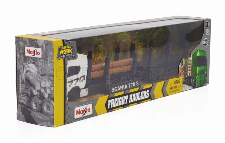 MODELLINO CAMION STATICO MAISTO SCANIA S770 TRASPORTO TRONCHI 2021 BIANCO 1/64 - Immagine 4 di 4