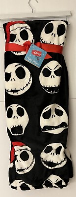 Disney Nightmare Before Christmas Jack Skeleton Face Plush Throw