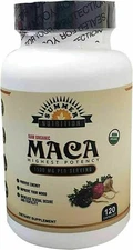 Organic Maca Root Black, Red, Yellow 1500 Mg - 120 Vegan Capsules Peru Maca