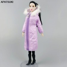 Purple Winter Long Coat Hoodie for 11.5in. Doll Outfits Clothes Parka Jacket 1/6
