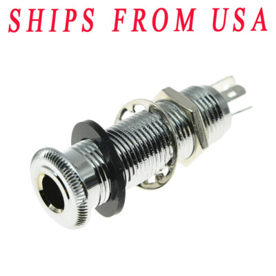 KAISH Chrome Copper Stereo Guitar Barrel Jack Cylinder Input Output Jacks 4 Pole