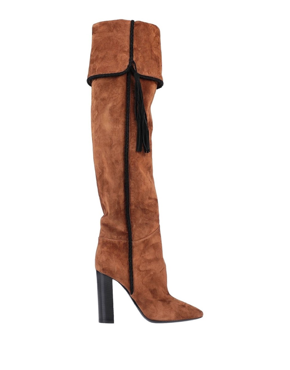 靴 Saint Laulent Paris suede boots New $2882 Saint Laurent Paris Brown Suede Tassel Boots It 37 - US