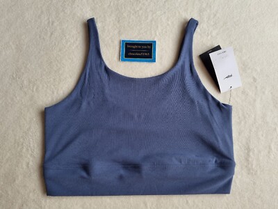 nike yoga luxe crop top in blue grey