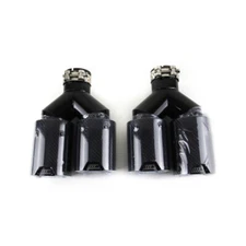2×Dual for BMW 63MM In 93MM Out Car Carbon Fiber Exhaust TWIN End Tips Tail Pipe