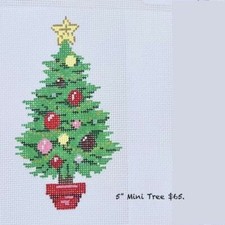 Sandra Gilmore once blue moon Hand painted Needlepoint Canvas Christmas Tree sml