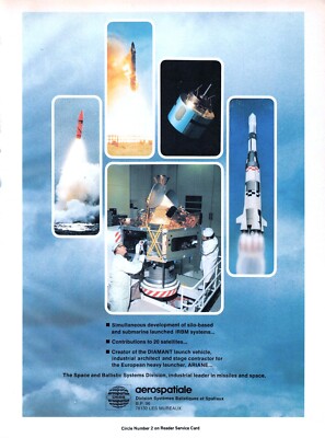 Aerospatiale IRBM Space Systems 20 Satellites Launch Vehicle Vtg Mag Print Ad