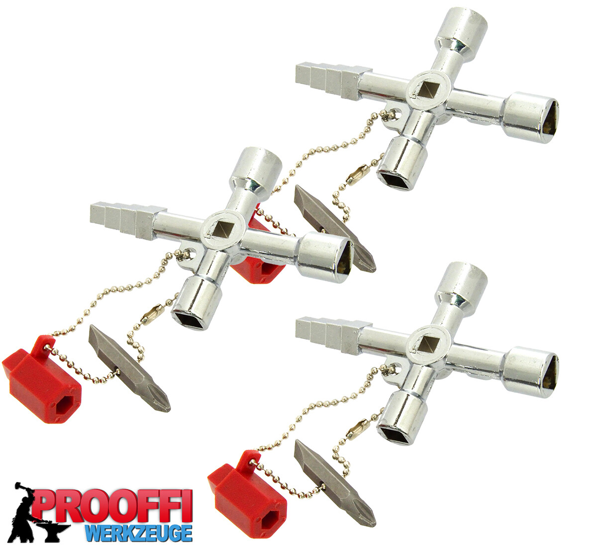 Universal Kreuzschlüssel Set – 3-teilig, Für Wasser/Gas/Stromzähler, Schaltschränke