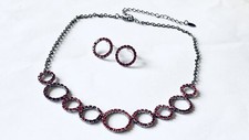 Beautiful Red Crystal Necklace And Earring Set