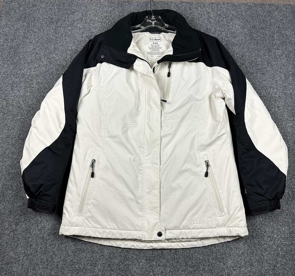 LL Bean TEK Jacket White/Black Medium Women's Ski Winter Coat