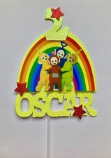 PERSONALISED 7” TELETUBBIES INSPIRED BIRTHDAY CAKE TOPPER DECORATION NAME & AGE