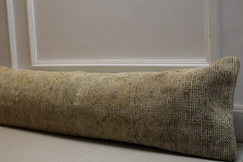 Distressed Turkish Rug Runner Handmade Wool Olive Green Beige Vintage - Image 2 of 4