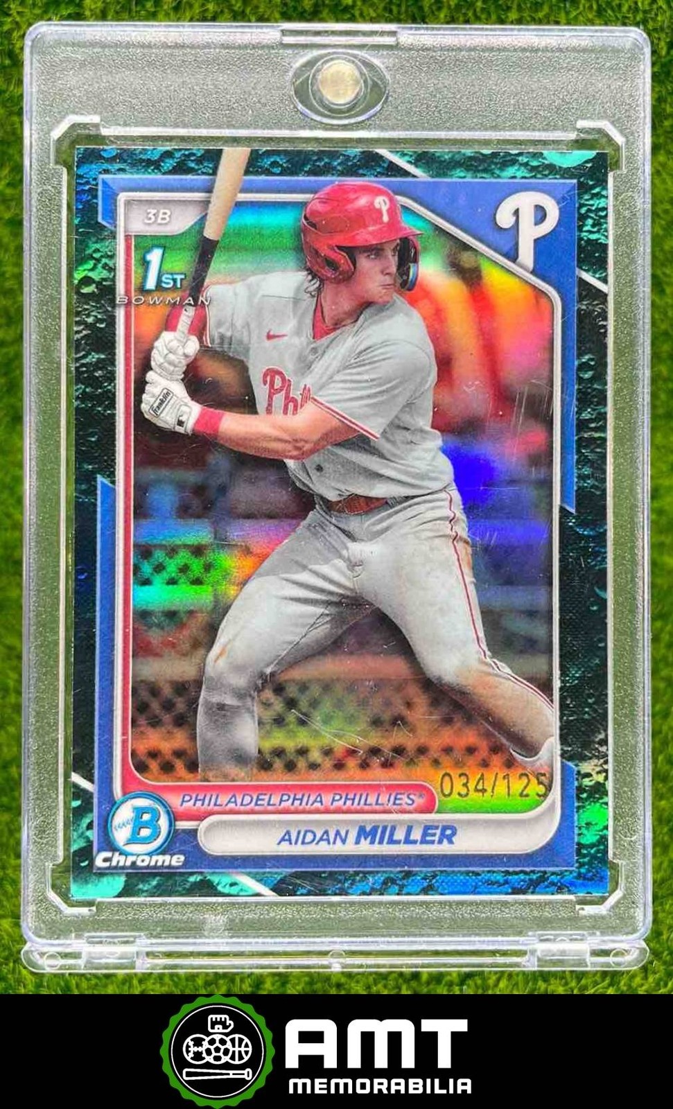 Aidan Miller 2024 Bowman 34/125 Chrome Prospects Aqua Lunar Phillies #BCP-27