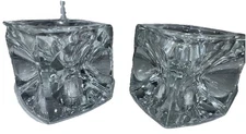 Solid Crystal Ice Cube Block Candle Holders Tapers It Votives Elegant Set If 2
