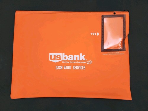 Official US Bank Large 14"x 18" Orange Security Deposit or Document Canvas Bag