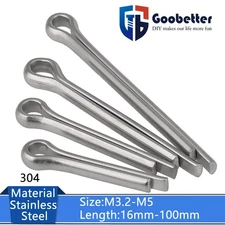 M3.2-M5 Cotter Pin Split Pins Clevis Pin A2 Stainless Steel 16mm-100mm Length