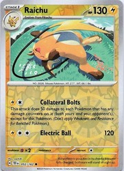 Raichu 052/162 Temporal Forces Reverse Holo