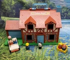 Vintage Fisher Price Little People Play Family Tudor House #952 w/ Figures & Car