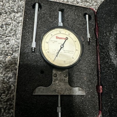 Starrett No. 644-441 Depth Gauge .001  w/ Case & Rods Machinist Tool USA