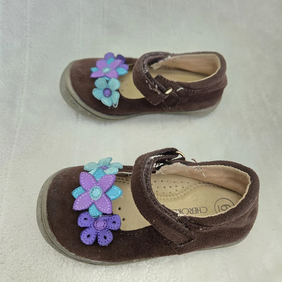 Toddler Girl's Mary Jane Brown Size 6 Cherokee Comfy Casual Coquette Shoes - Image 3 of 4