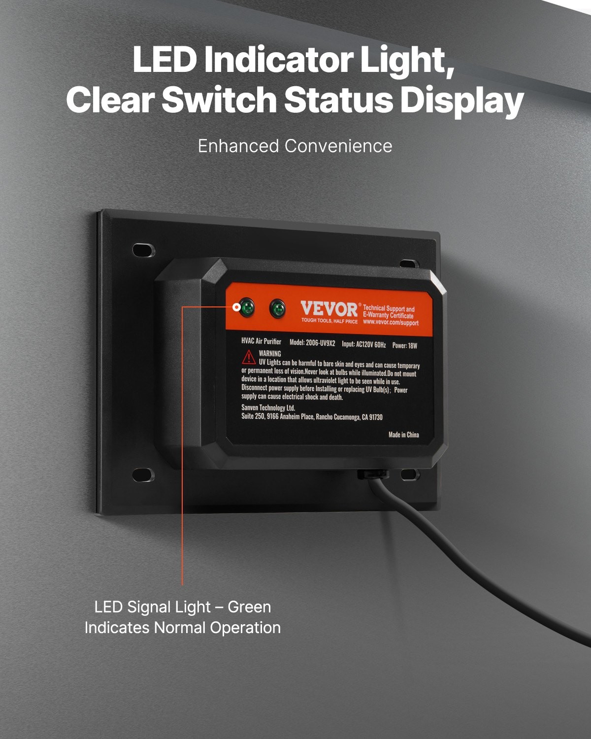 [New]HVAC Air Purifier Whole House 18W 7inch UV Light In Duct For Ac Systems