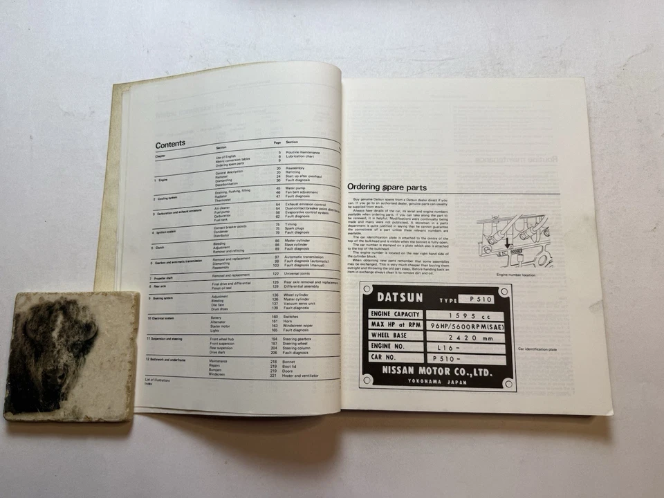 Camioneta pick-up Datsun 510 521 1968-1973 manual de reparación de taller guía del motor Foto 3 de 4