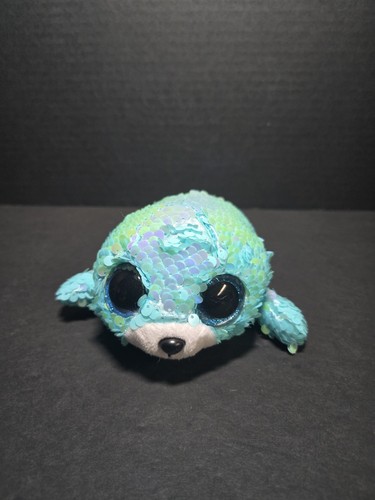 TY Flippables WAVES the Seal Beanie Boos Color Changing Sequin Bean Plush