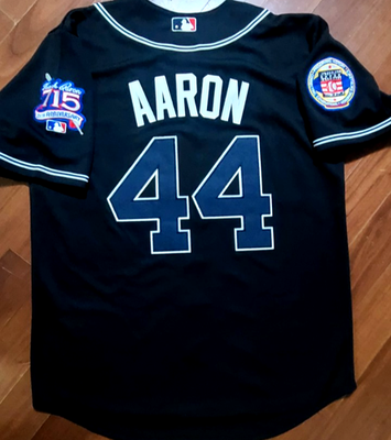 Atlanta Braves #44 Hank Aaron 715HR Patch Stitched Commemorate