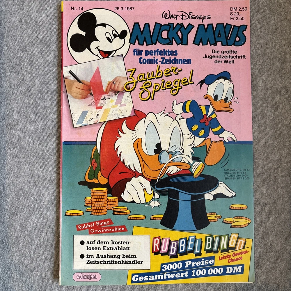 Micky Maus Heft, Walt Disney, vom 26.3.1987, Jugendzeitschrift