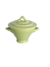 Homer Laughlin Co. 1950's HARLEQUIN Chartreuse Sugar Bowl w/ Lid Covered Dish